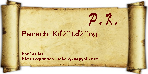 Parsch Kötöny névjegykártya